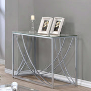 Lille Glass Top Entryway Console Table Accents Chrome Default Title