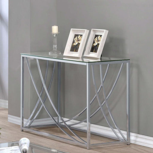 Lille Glass Top Entryway Console Table Accents Chrome Default Title