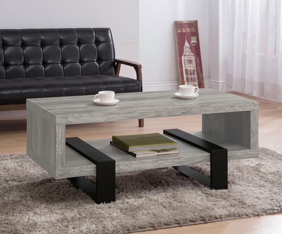 Dinard Engineered Wood Coffee Table Grey Driftwood Default Title