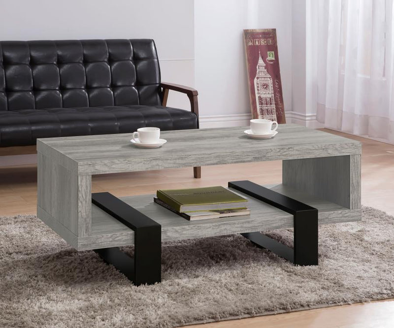 Dinard Engineered Wood Coffee Table Grey Driftwood Default Title