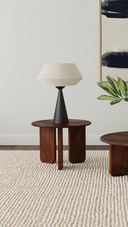 Dale Round Solid Mango Wood Side End Table Brown Default Title