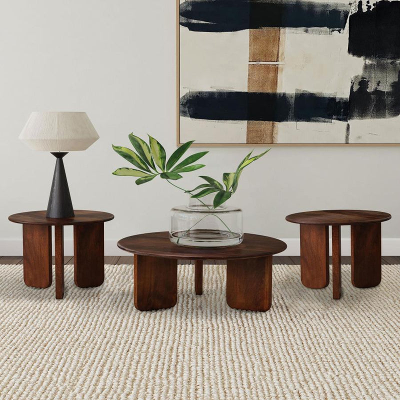 Dale Solid Wood Coffee and End Table Set Brown 3-piece