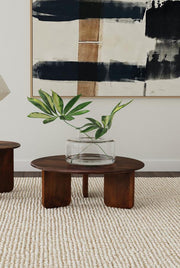 Dale Round Solid Mango Wood Coffee Table Brown Default Title