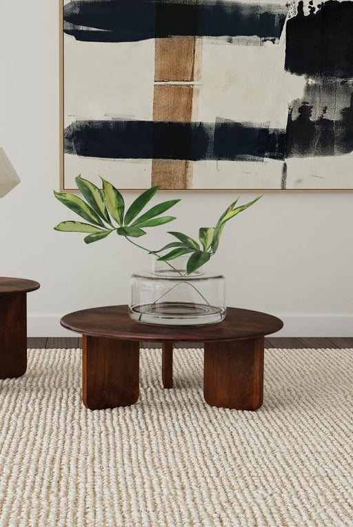 Dale Round Solid Mango Wood Coffee Table Brown Default Title