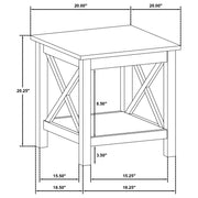 Skyview Square Pine Wood Side End Table with Shelf White