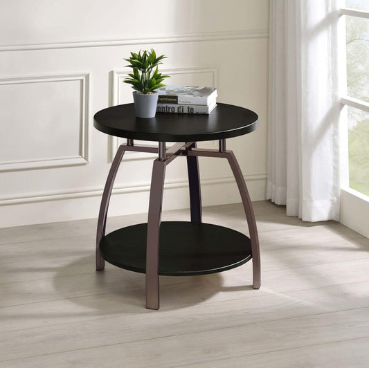 Dacre Round Engineered Wood Top Side End Table Dark Charcoal Default Title