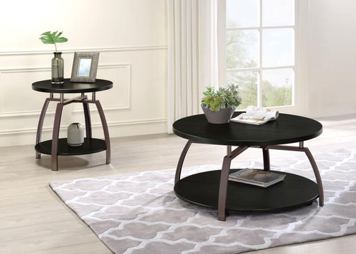 Dacre Round Coffee and End Table Set Dark Charcoal 2-piece
