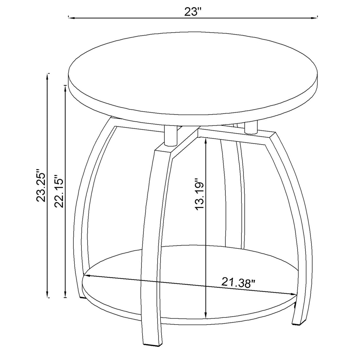 Dacre Round Coffee and End Table Set Dark Charcoal