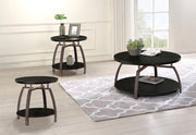 Dacre Round Coffee and End Table Set Dark Charcoal 3-piece