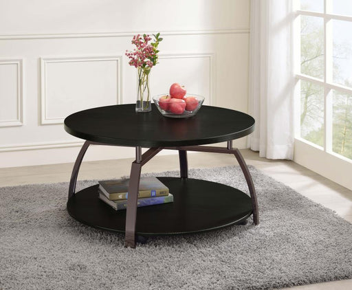 Dacre Round Engineered Wood Top Coffee Table Dark Charcoal Default Title