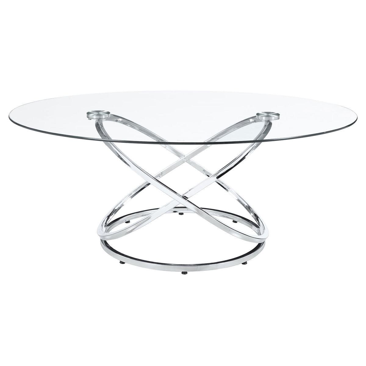 Warren 3-piece Oval Glass Top Coffee Table Set Chrome