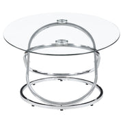 Warren 3-piece Oval Glass Top Coffee Table Set Chrome