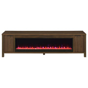 Carey 79-inch TV Stand Fireplace Media Console Dark Pine