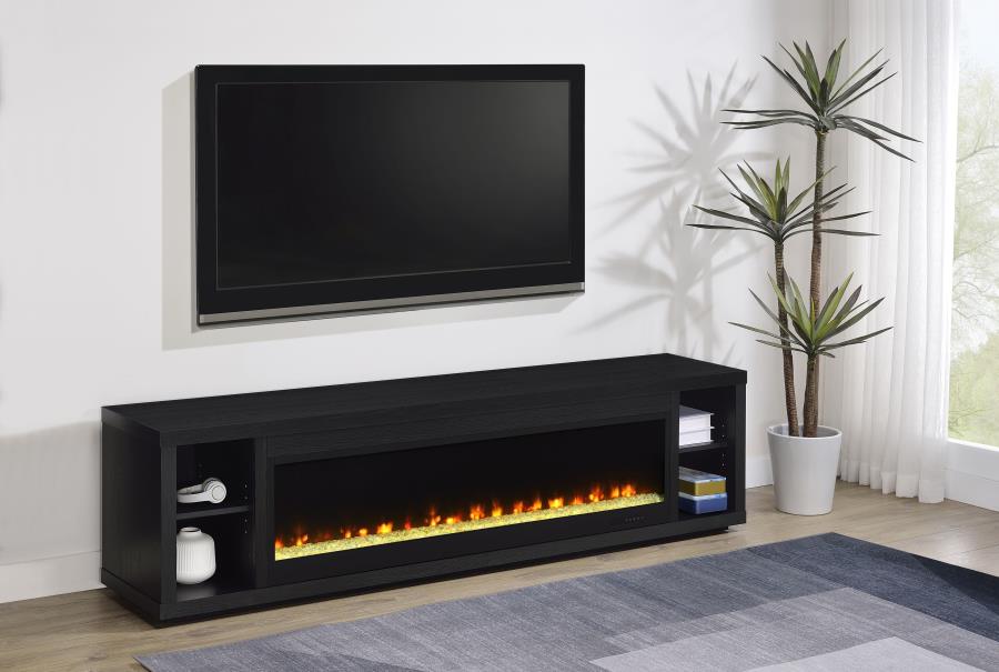 Deiter 79-inch TV Stand Fireplace Media Console Black Default Title