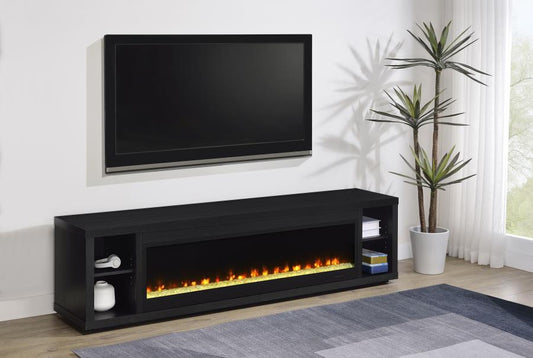 Deiter 79-inch TV Stand Fireplace Media Console Black Default Title