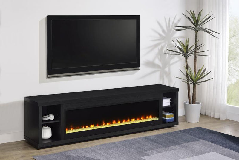 Deiter 79-inch TV Stand Fireplace Media Console Black Default Title