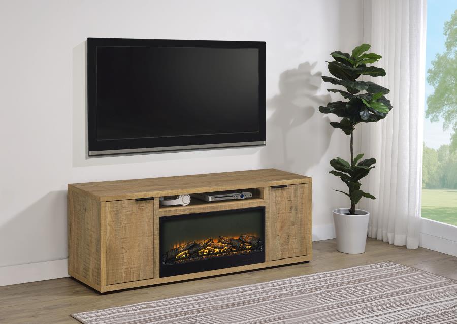 Fuller 60-inch 2-door TV Stand Fireplace Media Console Mango Default Title