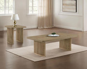Adina Wood Coffee Table Set Distressed Light Brown 2-piece