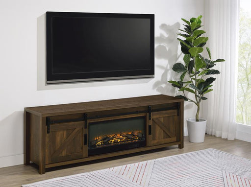 Enfield 71-inch TV Stand Fireplace Media Console Dark Pine Default Title