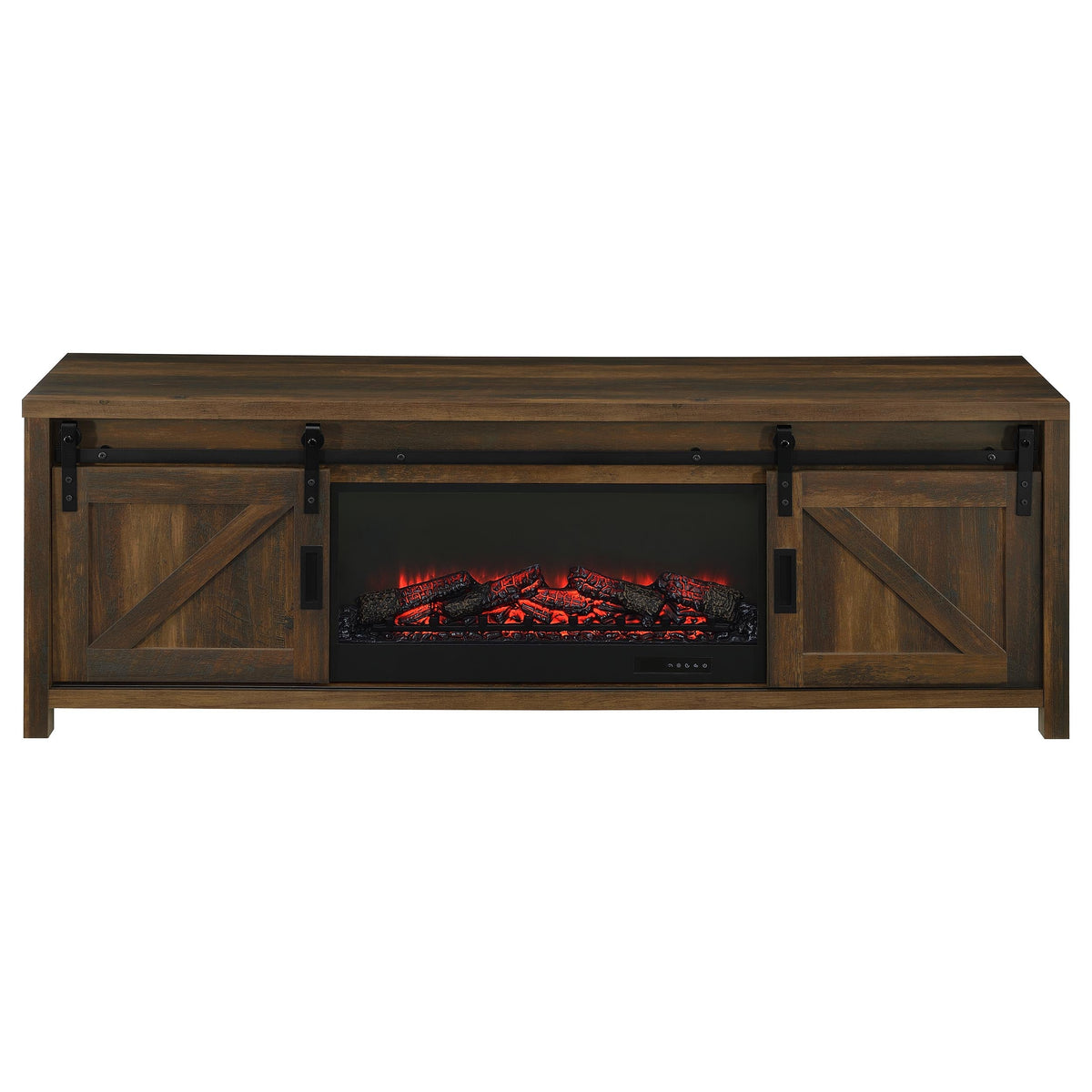 Enfield 71-inch TV Stand Fireplace Media Console Dark Pine