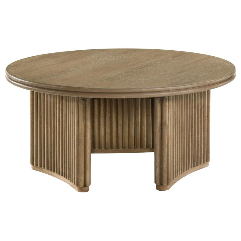 Adina Rectangular Wood Coffee Table Round