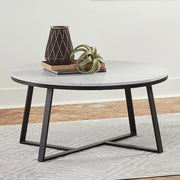Hugo Round Faux Marble Coffee Table White and Matte Black Default Title