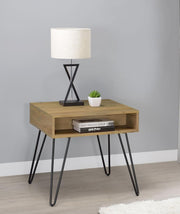 Fanning Engineered Wood Side End Table Golden Oak Default Title