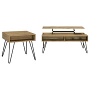 Fanning Lift Top Coffee and End Table Set Golden Oak