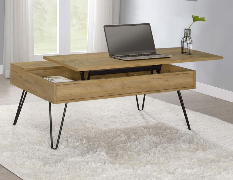 Fanning Engineered Wood Lift Top Coffee Table Golden Oak Default Title