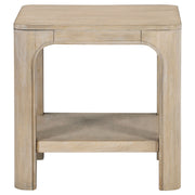 Solano Square Wood Side End Table with Shelf Weathered Mango