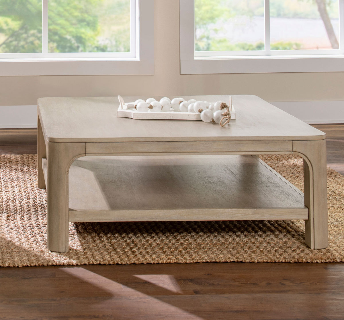 Solano Square Wood Cocktail Coffee Table Weathered Mango