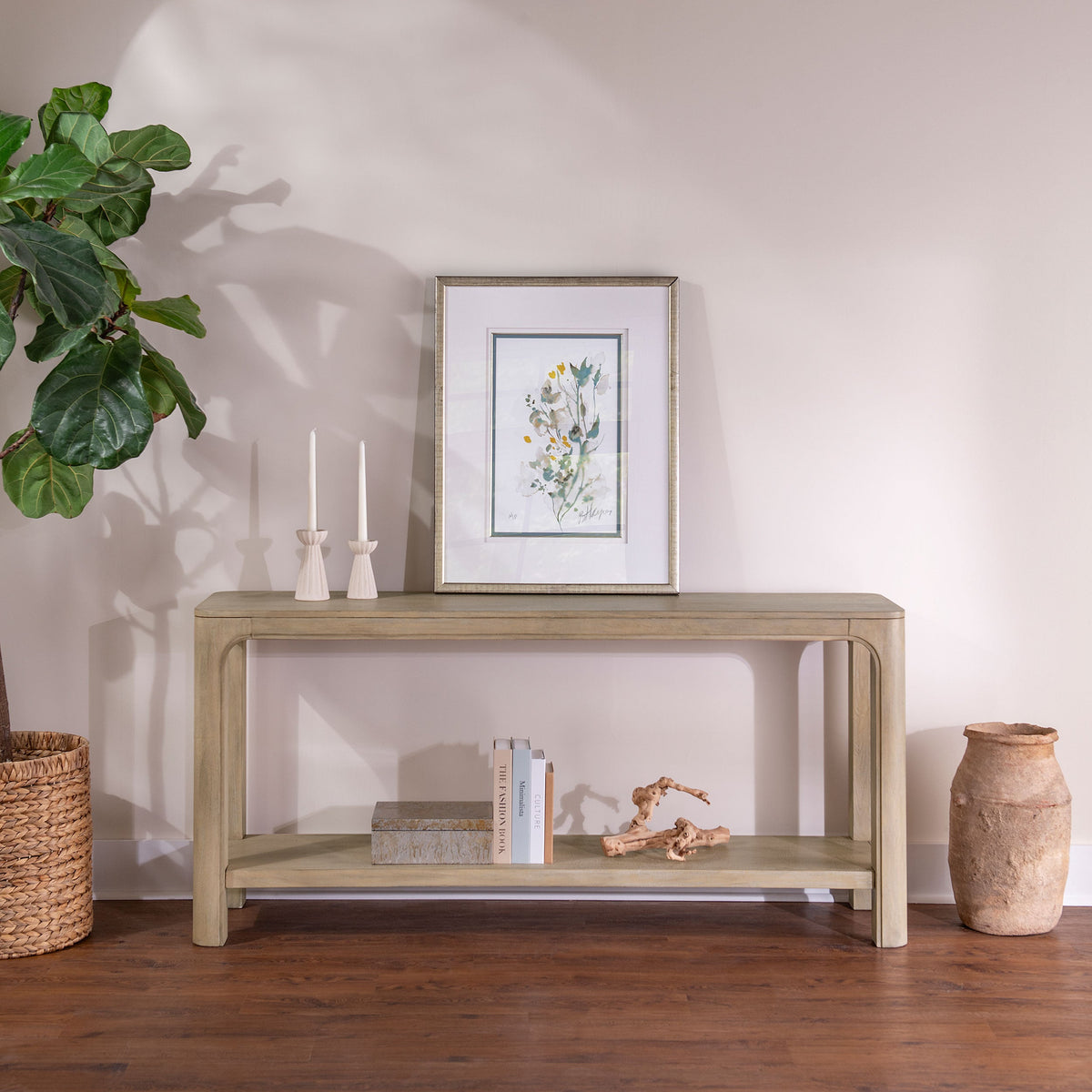 Solano 64-inch Entryway Console Sofa Table Weathered Mango
