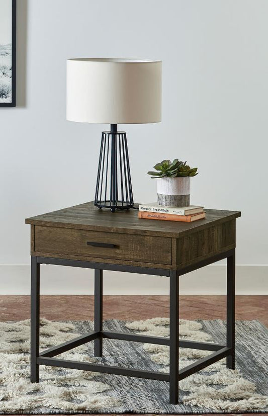 Byers 1-drawer Square Engineered Wood End Table Brown Oak Default Title