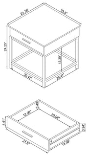 Byers 1-drawer Square Engineered Wood End Table Brown Oak
