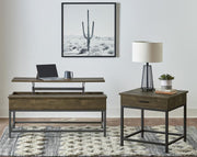 Byers Lift Top Coffee and End Table Set Brown Oak 2-piece
