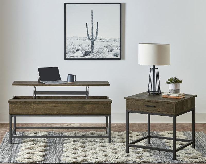 Byers Lift Top Coffee and End Table Set Brown Oak 2-piece