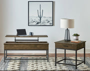 Byers Lift Top Coffee and End Table Set Brown Oak