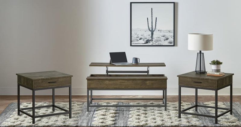 Byers Lift Top Coffee and End Table Set Brown Oak 3-piece