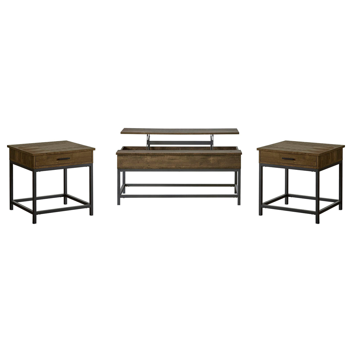 Byers Lift Top Coffee and End Table Set Brown Oak