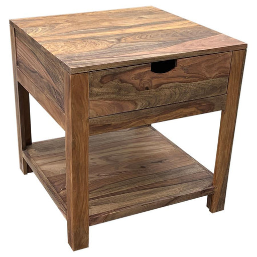Esther 1-drawer Solid Wood Side End Table Natural Sheesham Default Title