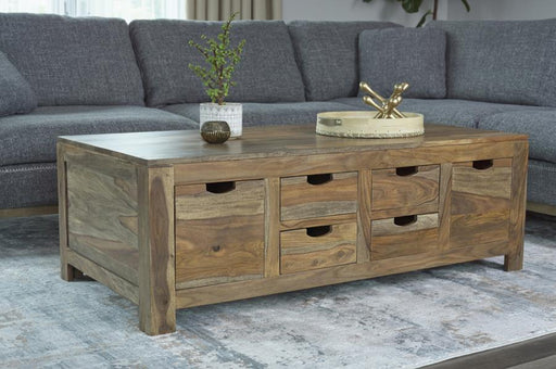 Esther 6-drawer Solid Wood Coffee Table Natural Sheesham Default Title