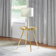Kaelyn Round Mirror Top End Side Table Gold Default Title