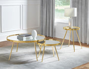 Kaelyn Round Coffee and End Table Set Gold 3-piece