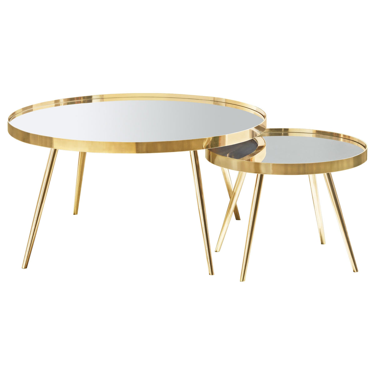 Kaelyn Round Coffee and End Table Set Gold