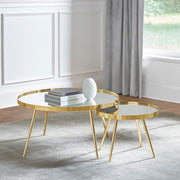 Kaelyn Round Mirror Top Nesting Coffee Table Default Title