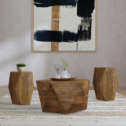 Zalika Solid Wood Coffee and End Table Set Natural 3-piece