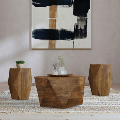 Zalika Solid Wood Coffee and End Table Set Natural
