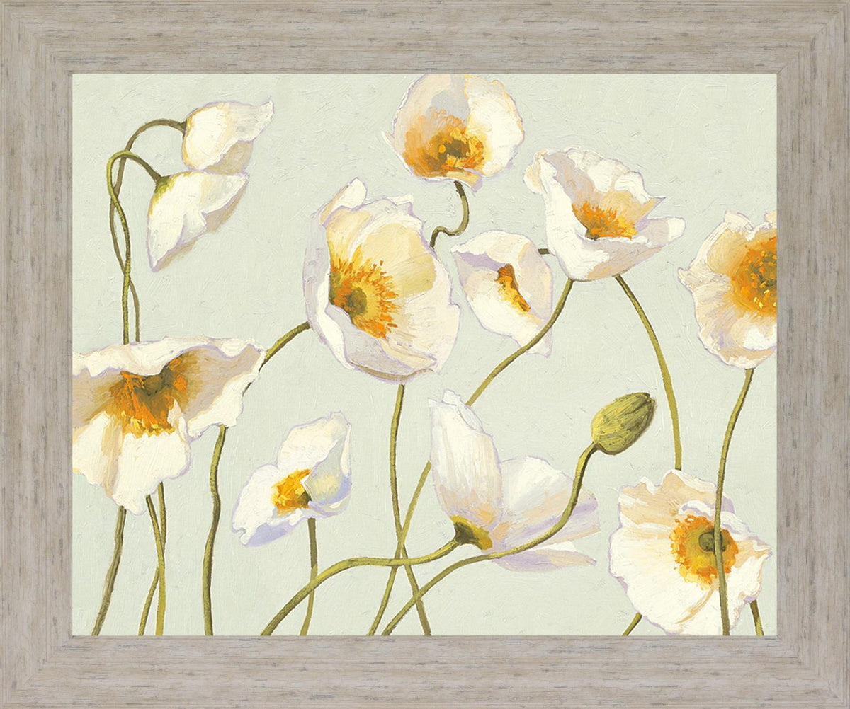 Golden Poppy Whimsy - 28" x 34" Framed Wall Art - Beige