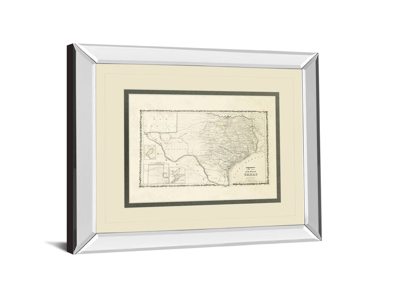 New Map Of The State Of Texas By Johnson And Wank - Mirror Framed Print Wall Art - Beige