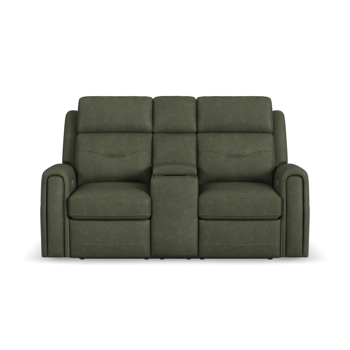 Flexsteel Felix Power Reclining Loveseat with Console, Power Headrest, Lumbar, Heat & Massage